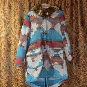 BB Dakota Aztec print small parka with hood